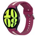 For Samsung Galaxy Watch 6 44mm Two-Color Silicone Watch Band(Wine Red+Pink)
