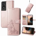 For TCL 40 Nxtpaper Four-leaf Clasp Embossed Buckle Leather Phone Case(Rose Gold)