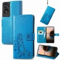 For TCL 40 Nxtpaper Four-leaf Clasp Embossed Buckle Leather Phone Case(Blue)
