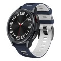 For Samsung Galaxy Watch 6 Classic 47mm 20mm Two-color Silicone Watch Band(Midnight Blue + White)
