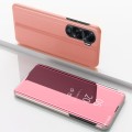 For Honor 90 Lite Plated Mirror Horizontal Flip Leather Phone Case with Holder(Rose  Gold)