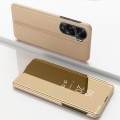 For Honor 90 Lite Plated Mirror Horizontal Flip Leather Phone Case with Holder(Gold)