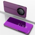 For Honor X50 Plated Mirror Horizontal Flip Leather Phone Case with Holder(Purple)