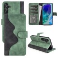 For Samsung Galaxy M55 5G Stitching Horizontal Flip Leather Phone Case(Green)