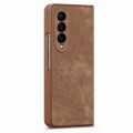 For Samsung Galaxy Z Fold4 Integrated Film Retro Skin Feel Fold Leather Phone Case(Brown)
