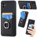 For Samsung Galaxy A04e Carbon Fiber Card Wallet Folding Ring Holder Phone Case(Black)