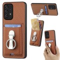 For Samsung Galaxy A23 Carbon Fiber Card Wallet Folding Ring Holder Phone Case(Brown)