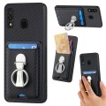 For Samsung Galaxy A30 / A20 Carbon Fiber Card Wallet Folding Ring Holder Phone Case(Black)
