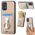For Samsung Galaxy A32 5G Carbon Fiber Card Wallet Folding Ring Holder Phone Case(Khaki)