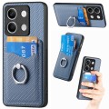For Xiaomi Redmi Note 13 Carbon Fiber Card Wallet Ring Holder Phone Case(Blue)