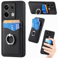 For Xiaomi Redmi Note 13 Pro Carbon Fiber Card Wallet Ring Holder Phone Case(Black)
