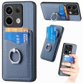 For Xiaomi Redmi Note 13 Pro+ Carbon Fiber Card Wallet Ring Holder Phone Case(Blue)