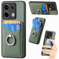 For Xiaomi Redmi Note 13 Pro+ Carbon Fiber Card Wallet Ring Holder Phone Case(Green)