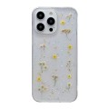 For iPhone 15 Pro Max Gypsophila Flowers Pattern TPU Protective Phone Case(Yellow)