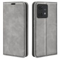 For Motorola Edge 40 Neo Retro-skin Magnetic Suction Leather Phone Case(Grey)
