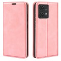 For Motorola Edge 40 Neo Retro-skin Magnetic Suction Leather Phone Case(Pink)