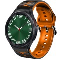 For Samsung Galaxy Watch 6 Classic 47mm Curved Texture Silicone Watch Band(Black+Orange)