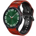 For Samsung Galaxy Watch 6 Classic 47mm Curved Texture Silicone Watch Band(Red+Black)