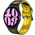For Samsung Galaxy Watch 6 44mm Curved Texture Silicone Watch Band(Black+Yellow)