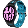 For Samsung Galaxy Watch 6 44mm Curved Texture Silicone Watch Band(Black+Blue)