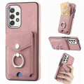 For Samsung Galaxy A23 Electroplating Skin-feel Leather Ring Card Wallet Phone Case(Pink)