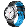 For Samsung Galaxy Watch 6 / 6 Classic 20mm Mesh Two Color Silicone Watch Band(Black Sky Blue)