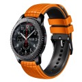 For Samsung Watch Gear S3 Frontier 22mm Mesh Two Color Silicone Watch Band(Army Green Black)