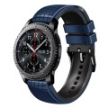 For Samsung Watch Gear S3 Frontier 22mm Mesh Two Color Silicone Watch Band(Dark Blue Black)
