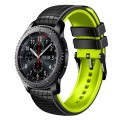 For Samsung Watch Gear S3 Frontier 22mm Mesh Two Color Silicone Watch Band(Black Sky Blue)