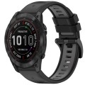 For Garmin Fenix 7X Sports Two-Color Quick Release Silicone Watch Band(Black+Gray)