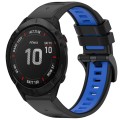 For Garmin Fenix 6X Pro Sports Two-Color Quick Release Silicone Watch Band(Black+Blue)