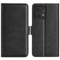 For Motorola Edge 40 Neo Dual-side Magnetic Buckle Horizontal Flip Leather Phone Case(Black)