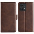 For Motorola Edge 40 Neo Dual-side Magnetic Buckle Horizontal Flip Leather Phone Case(Brown)