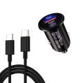 P10 Mini QC4.0 USB / PD20W Car Charger with Type-C to Type-C Fast Charging Data Cable(Black)