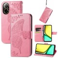 For Realme C67 4G Butterfly Love Flower Embossed Leather Phone Case(Pink)