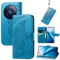 For Realme 12 Pro Butterfly Love Flower Embossed Leather Phone Case(Blue)