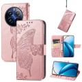 For Realme 12 Pro Butterfly Love Flower Embossed Leather Phone Case(Rose Gold)