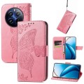 For Realme 12 Pro Butterfly Love Flower Embossed Leather Phone Case(Pink)