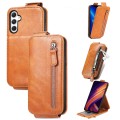 For Samsung Galaxy A25 5G Zipper Wallet Vertical Flip Leather Phone Case(Brown)