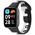 For Redmi Watch 3 Active Stitching Two Color Silicone Watch Band(Black White)