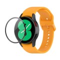 For Samsung Galaxy Watch4 44mm JUNSUNMAY Silicone Adjustable Strap + Full Coverage PMMA Screen Prote