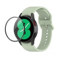 For Samsung Galaxy Watch4 44mm JUNSUNMAY Silicone Adjustable Strap + Full Coverage PMMA Screen Prote