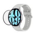 For Samsung Galaxy Watch6 44mm JUNSUNMAY Silicone Adjustable Strap + Full Coverage PMMA Screen Prote