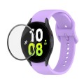 For Samsung Galaxy Watch5 44mm JUNSUNMAY Silicone Adjustable Strap + Full Coverage PMMA Screen Prote