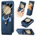 For Samsung Galaxy Z Flip5 5G Integrated Magnetic Card Wallet Diamond-encrusted Ring Phone Case(Blue