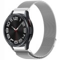 For Samsung Galaxy Watch 6 Classic Button Style Milan Magnetic Metal Watch Band(Silver)