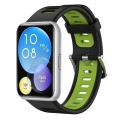 For Huawei Watch Fit Two-Color Silicone Watch Band(Black+Green)