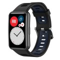 For Huawei Watch Fit New Two-Color Silicone Watch Band(Black+Blue)