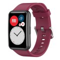 For Huawei Watch Fit New Solid Color Silicone Watch Band(Wine Red)