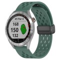 For Garmin Approach S40 20mm Folding Magnetic Clasp Silicone Watch Band(Dark Green)